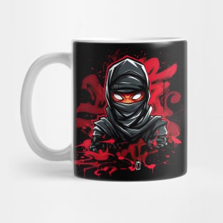 Ninja Black: Red Graffiti Cartoon, Urban Style Tee Mug